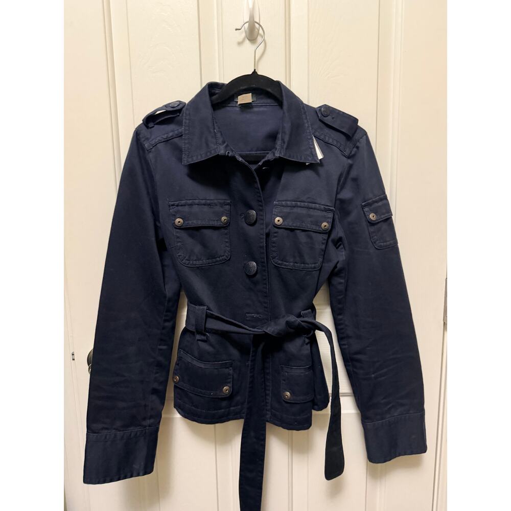 J.Crew Women’s Utility Belted Jacket – Navy – Size Large Style 81612 Spring y2k